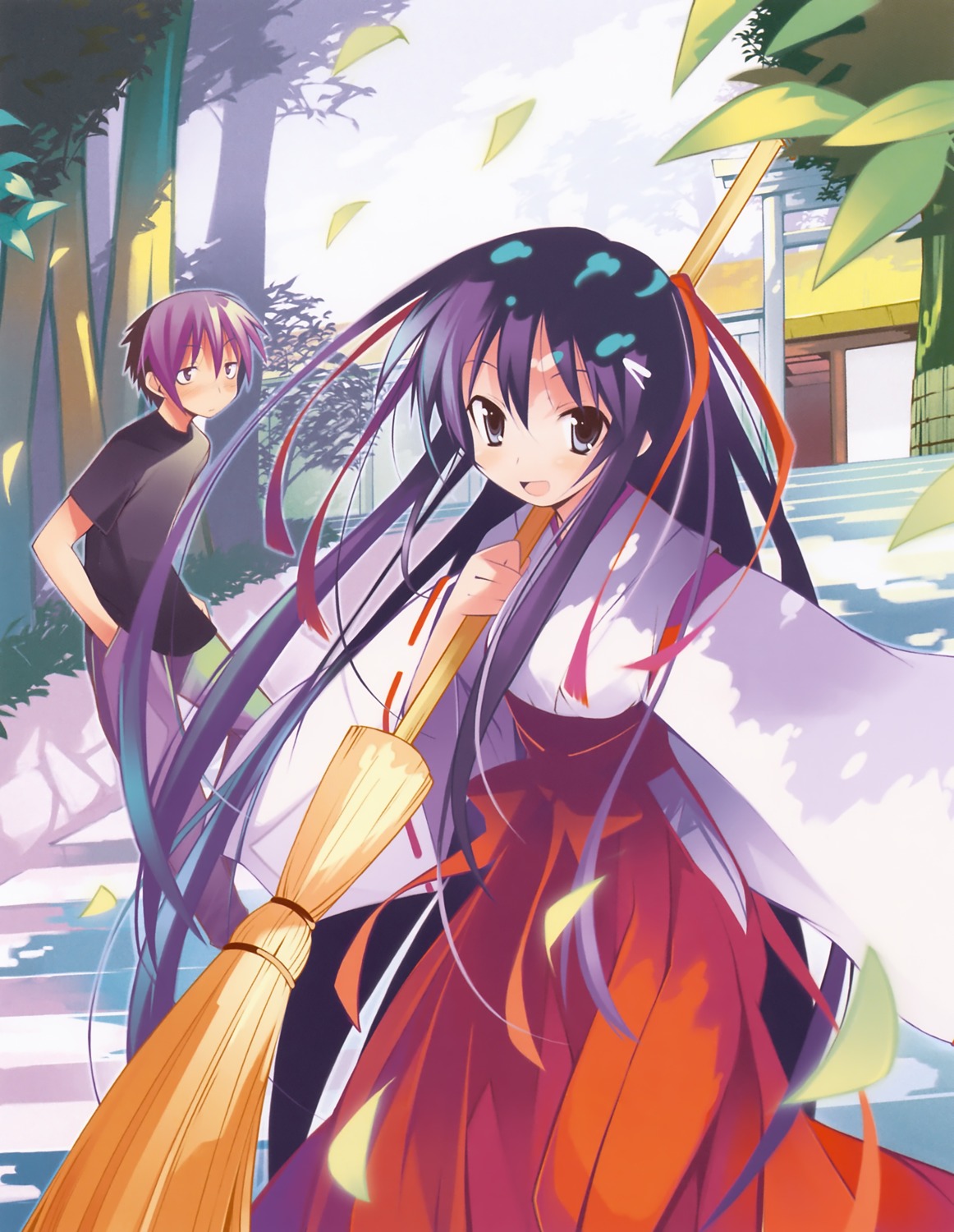 akiba_rika, ezaki_yuuichi, hanbun_no_tsuki_ga_noboru_sora, miko, yamamoto_keiji
