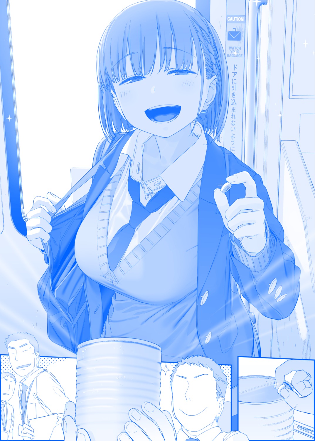 ai-chan_(getsuyoubi_no_tawawa), getsuyoubi_no_tawawa, himura_kiseki, monochrome, seifuku, sweater