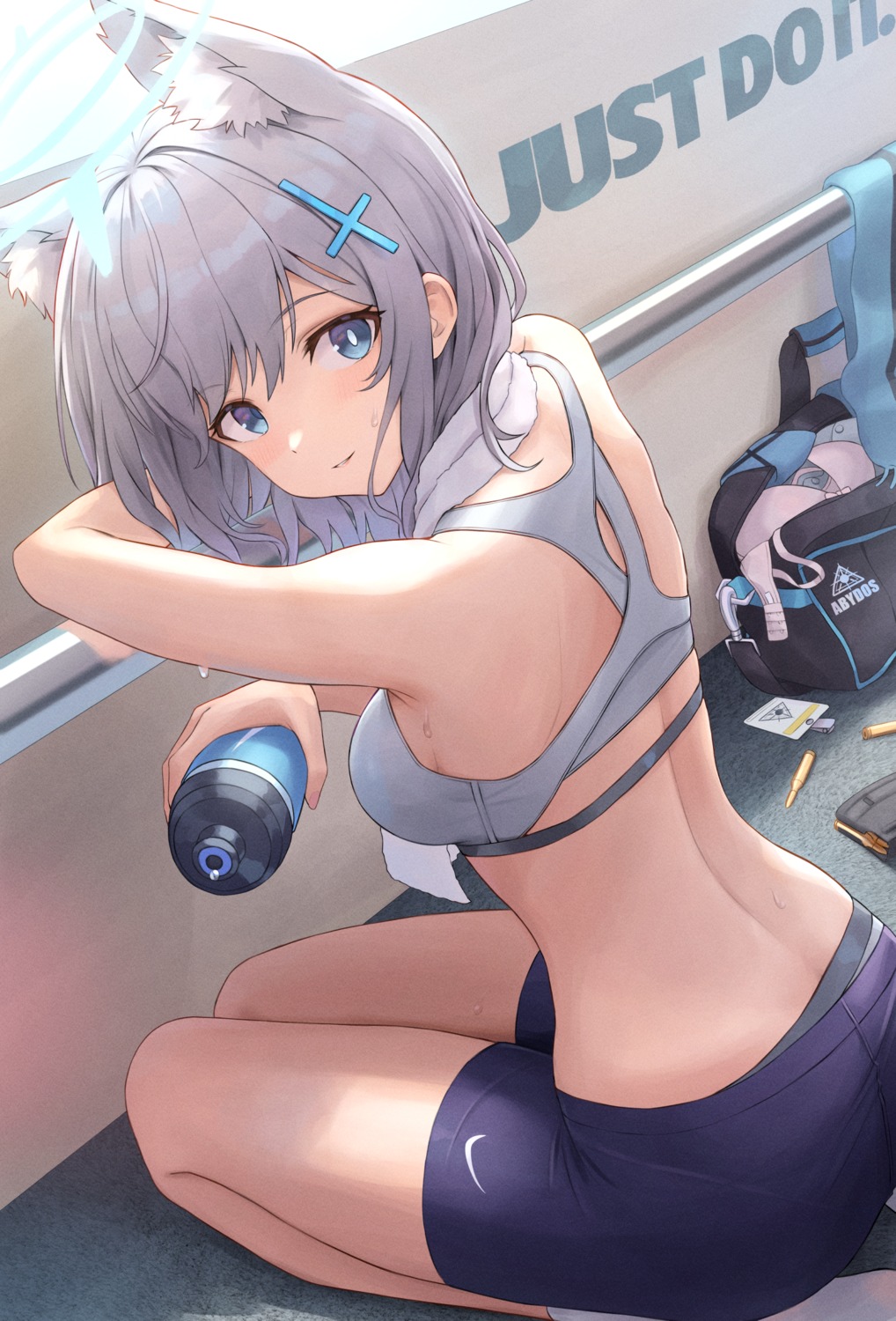 animal_ears, blue_archive, bra, halo, hamstarhand, nekomimi, pantsu, sunaookami_shiroko