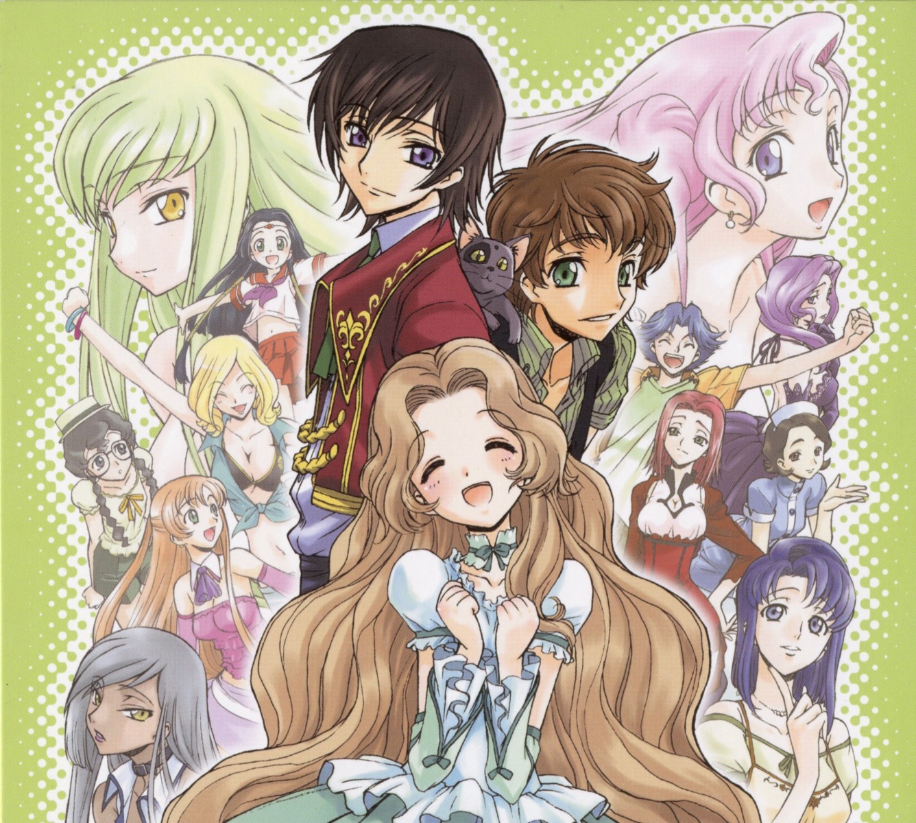 arthur_(code_geass), c.c., cecile_croomy, code_geass, cornelia_li_britannia, euphemia_li_britannia, kallen_stadtfeld, kimura_takahiro