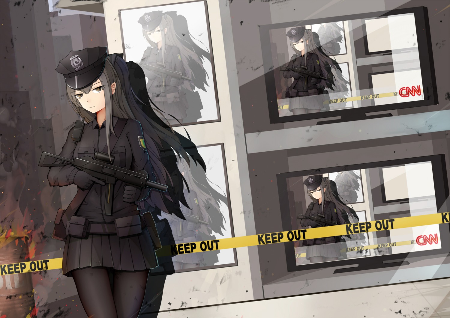 girls_frontline, gun, hd-hlh-3h, pantyhose, ump45_(girls_frontline), uniform