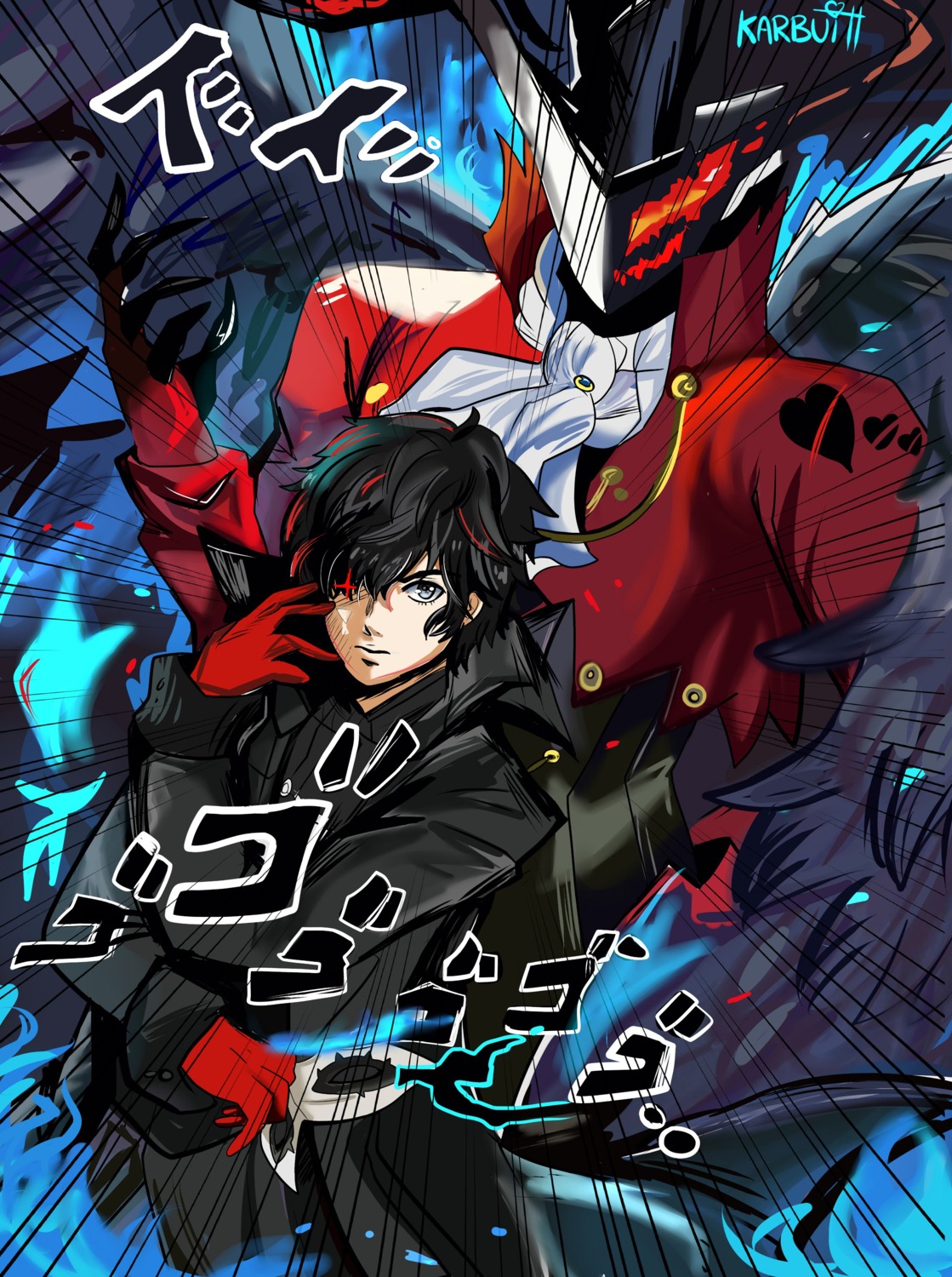amamiya_ren, arsene_(persona_5), karbuitt, megaten, persona, persona_5, wings