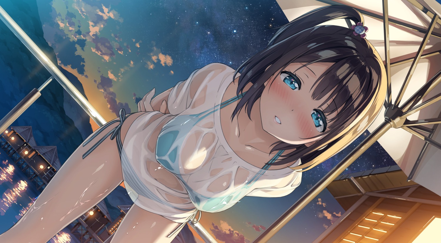 bikini, kantoku, miyaguchi_kei, see_through, swimsuits, wet, wet_clothes