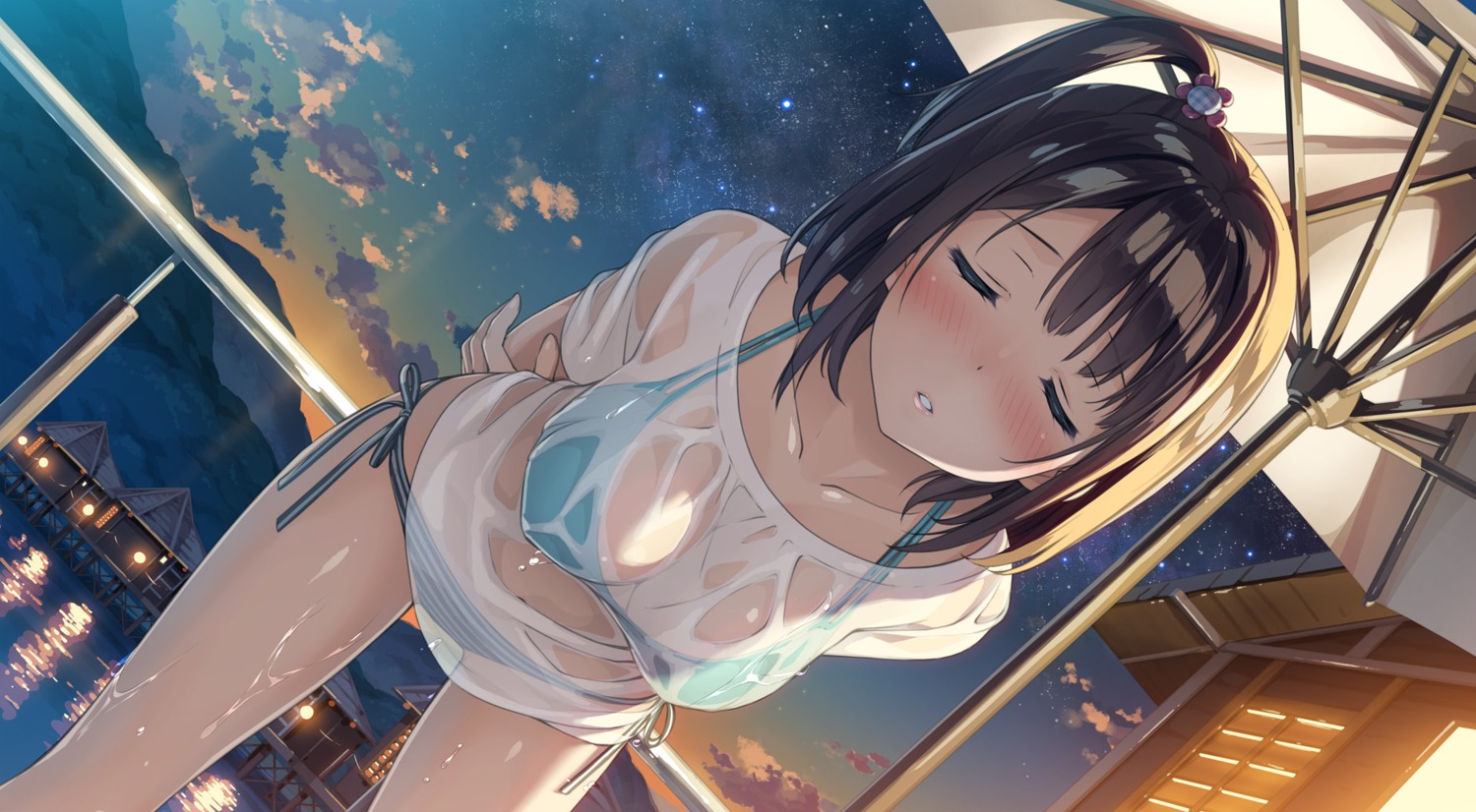 bikini, kantoku, miyaguchi_kei, see_through, swimsuits, wet, wet_clothes