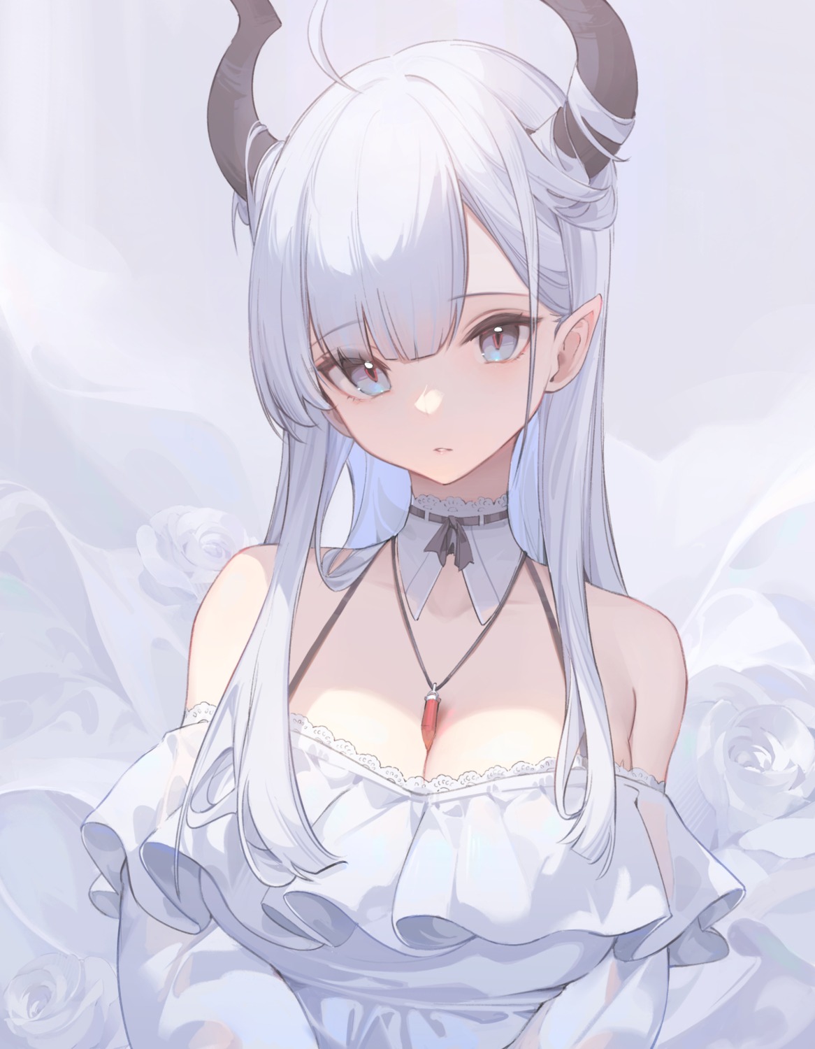 cleavage, horns, nekojira, pointy_ears, thea_(nekojira)