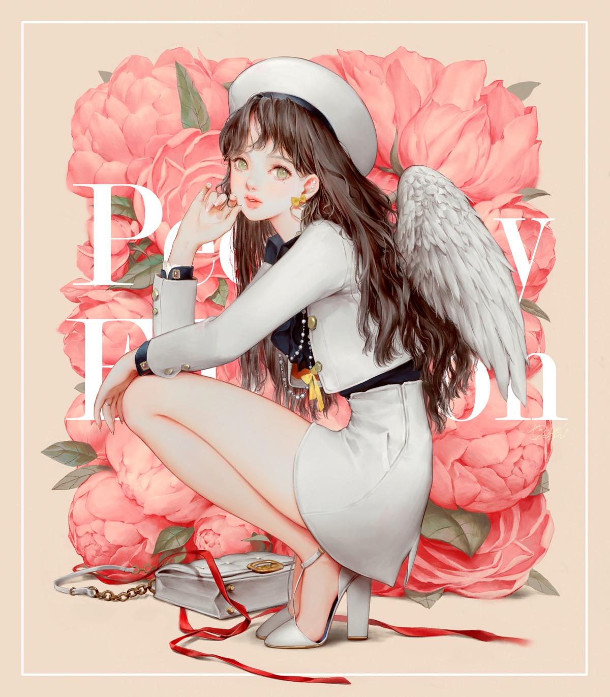 dadachyo, heels, skirt_lift, wings