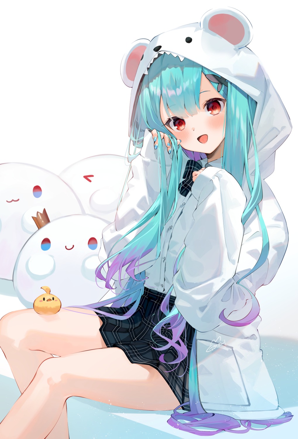 animal_ears, gotou_(nekocat), hololive, seifuku, skirt_lift, uruha_rushia