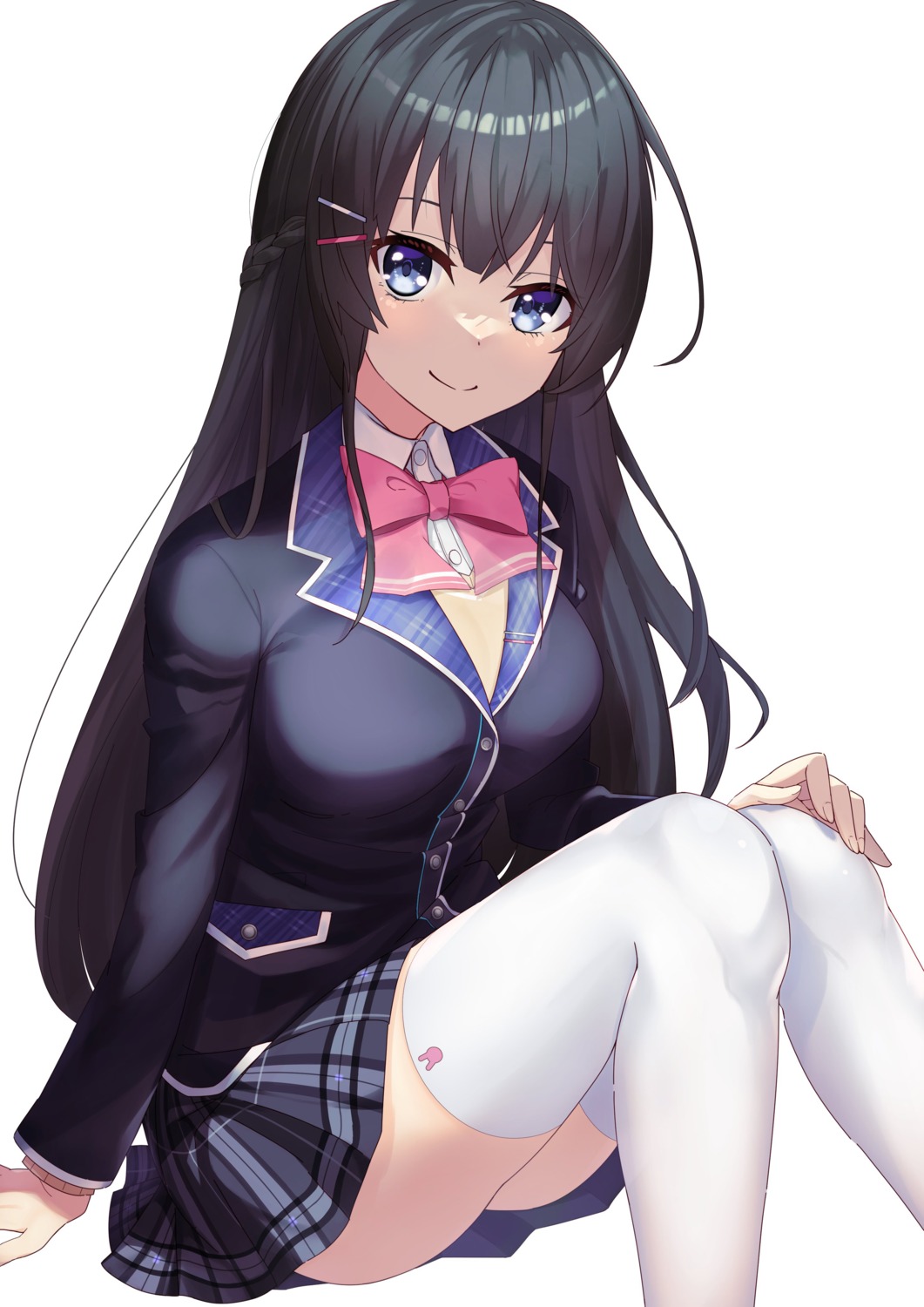 nijisanji, seifuku, sion_owatas, skirt_lift, sweater, thighhighs, tsukino_mito