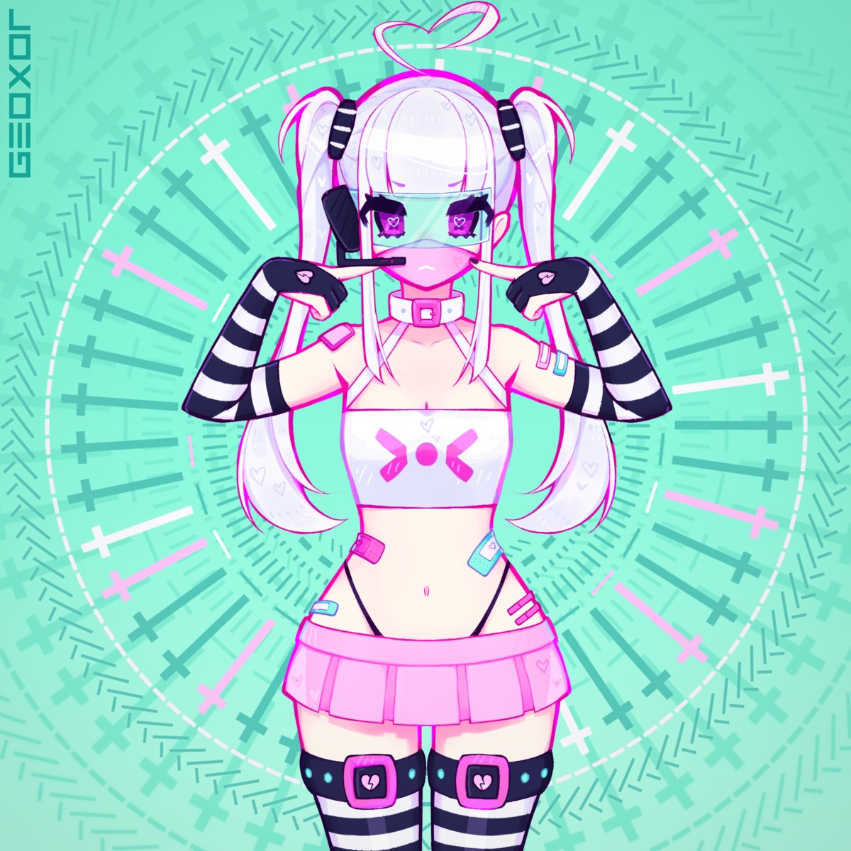 ariimaw, bandaid, garter, pantsu, thighhighs