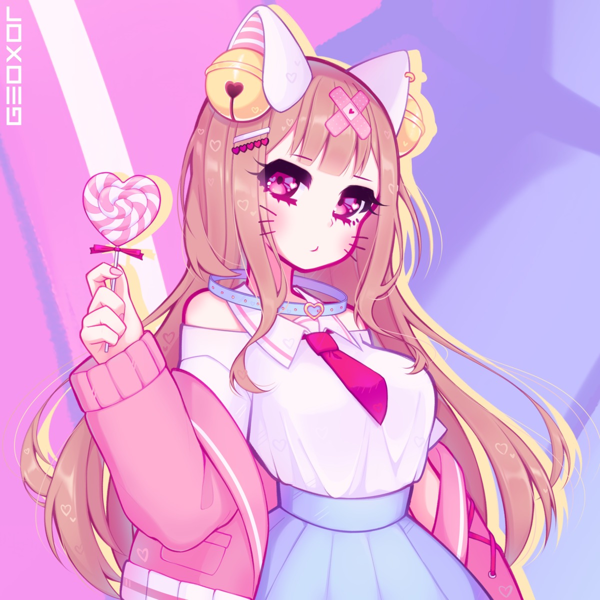 animal_ears, ariimaw, bandaid, nekomimi, seifuku