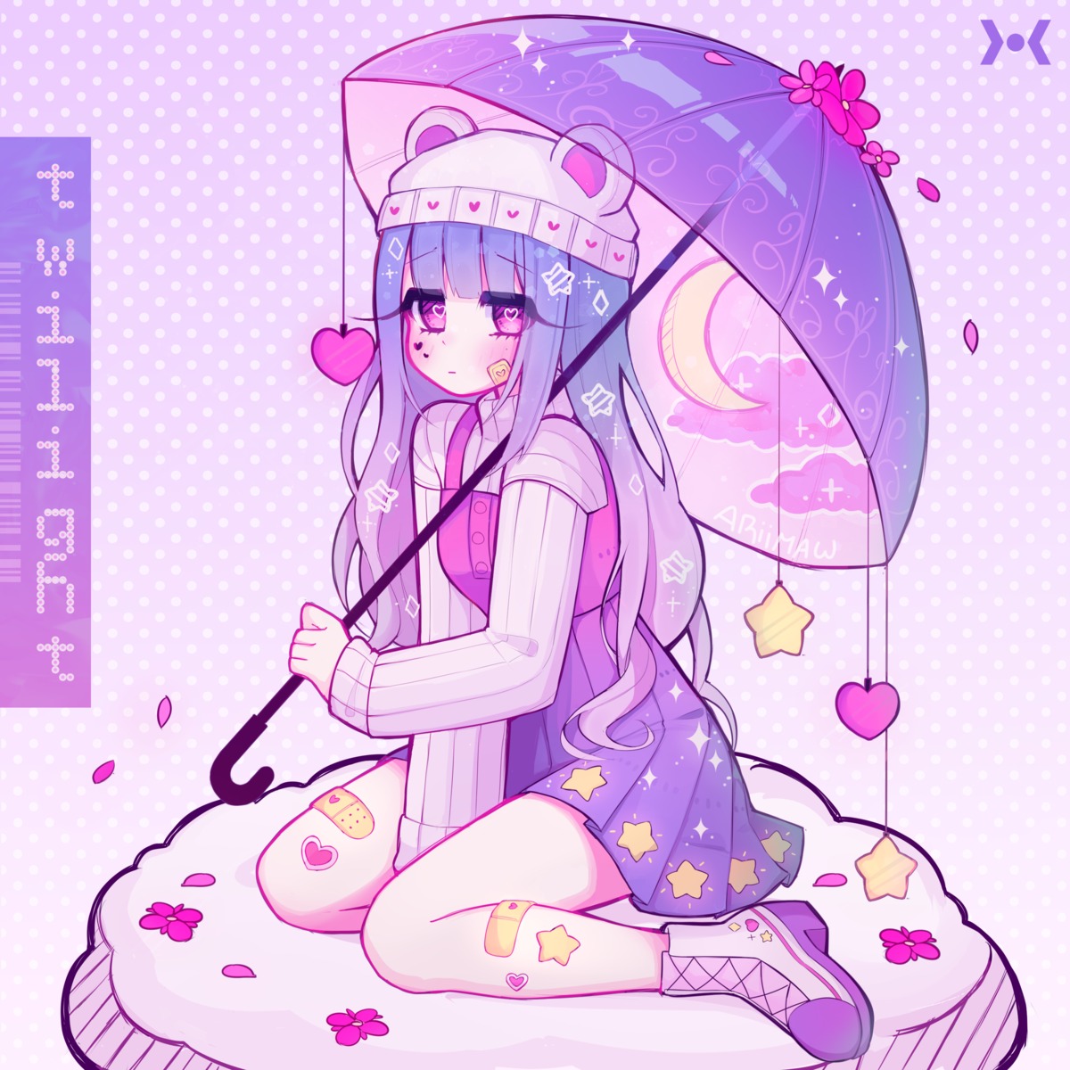 animal_ears, ariimaw, bandaid, sweater, umbrella