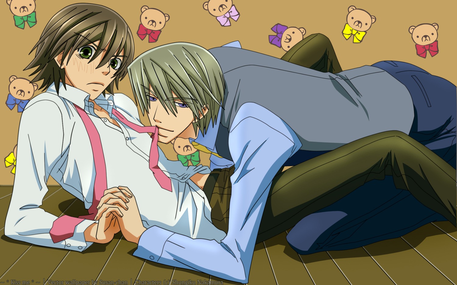akihiko_usami, junjou_romantica, male, misaki_takahashi, wallpaper, watermark, yaoi