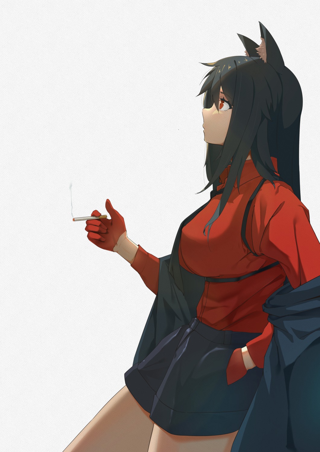 animal_ears, arknights, smoking, texas_(arknights), xperiajoker