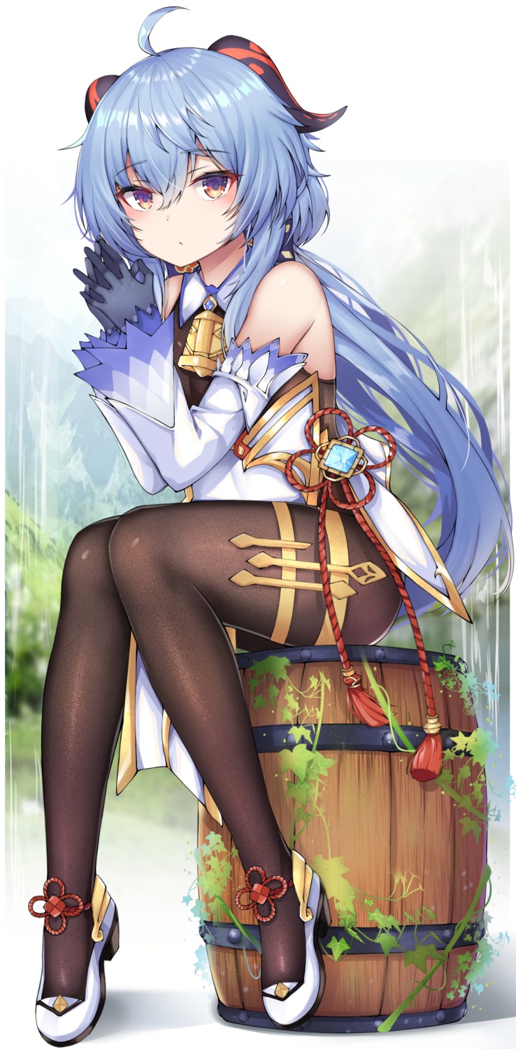 asian_clothes, ganyu, genshin_impact, heels, horns, nahanmin, pantyhose
