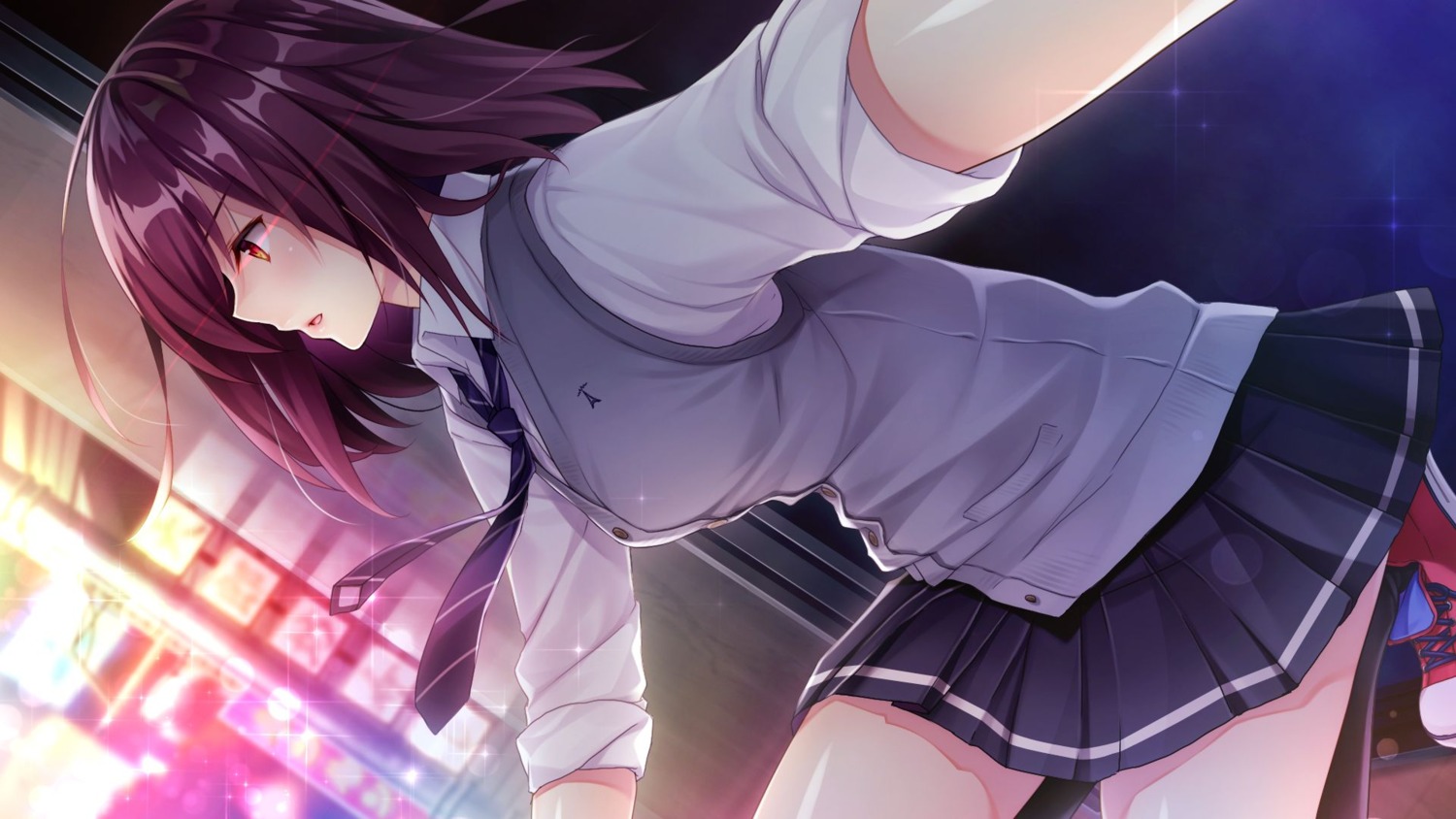 araya_touka, game_cg, seifuku, sweater, tone_work's, tsuki_no_kanata_de_aimashou