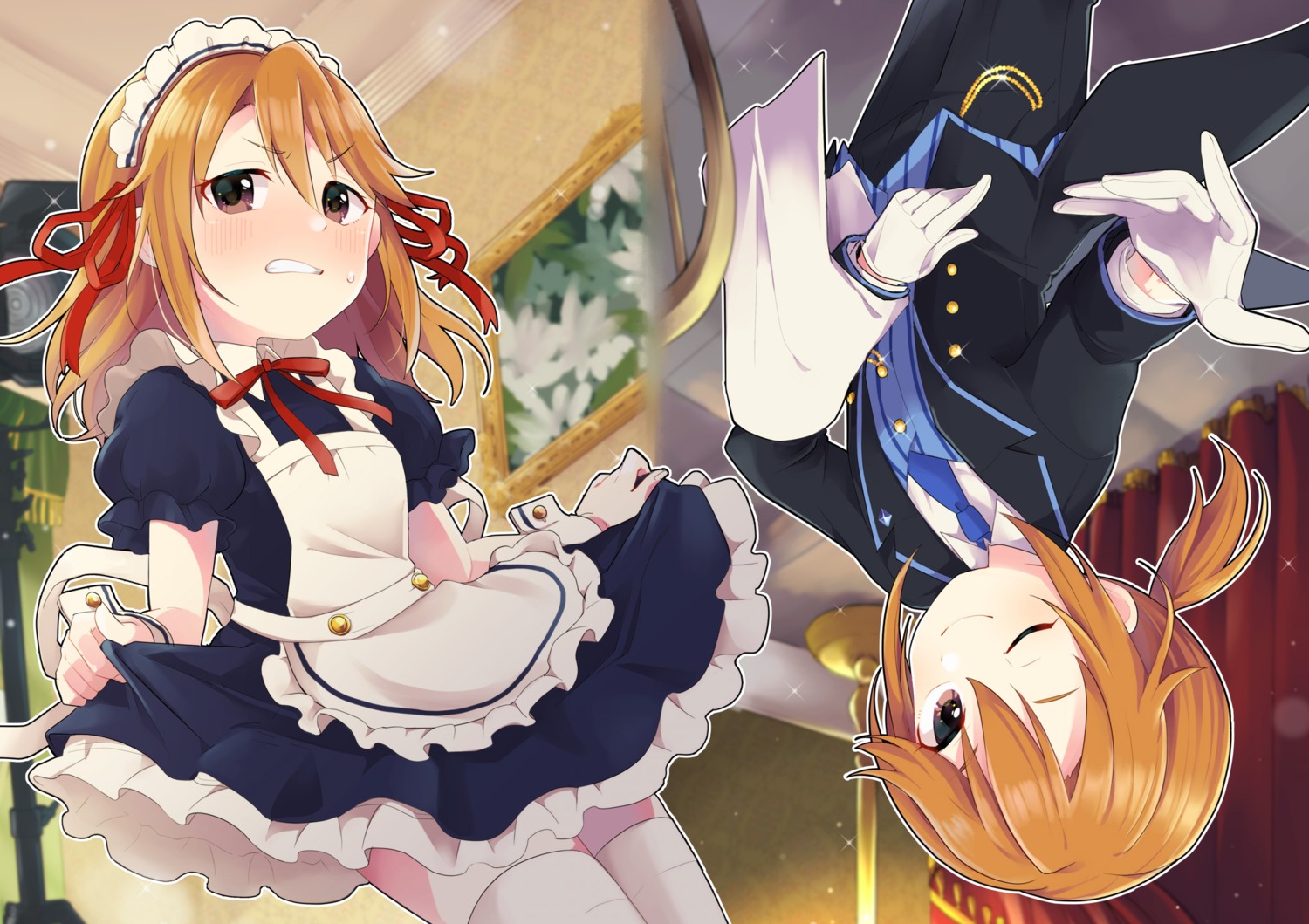 chobota, maid, skirt_lift, the_idolm@ster, the_idolm@ster_cinderella_girls, the_idolm@ster_cinderella_girls_u149, thighhighs, yuuki_haru