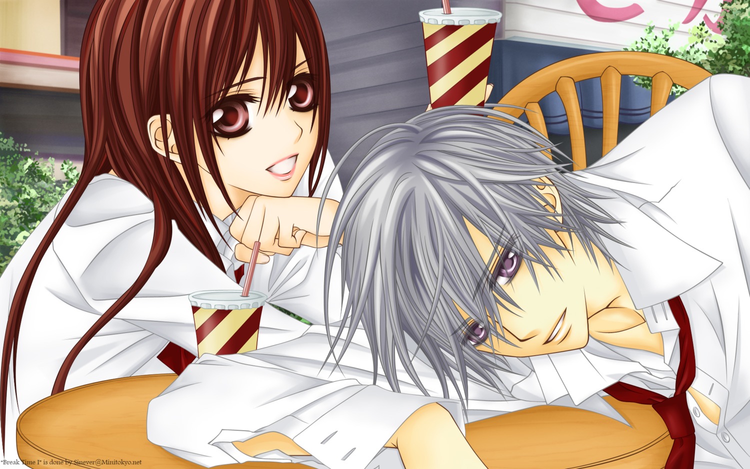 cross_yuuki, hino_matsuri, kiryuu_zero, vampire_knight, vector_trace, wallpaper, watermark