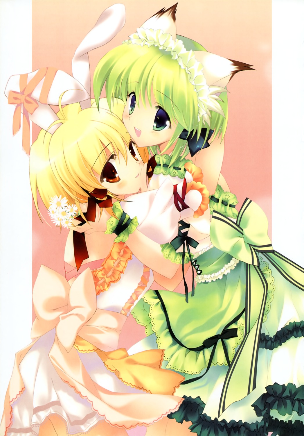 animal_ears, bunny_ears, greenwood, midori, mikan, nekomimi, rei