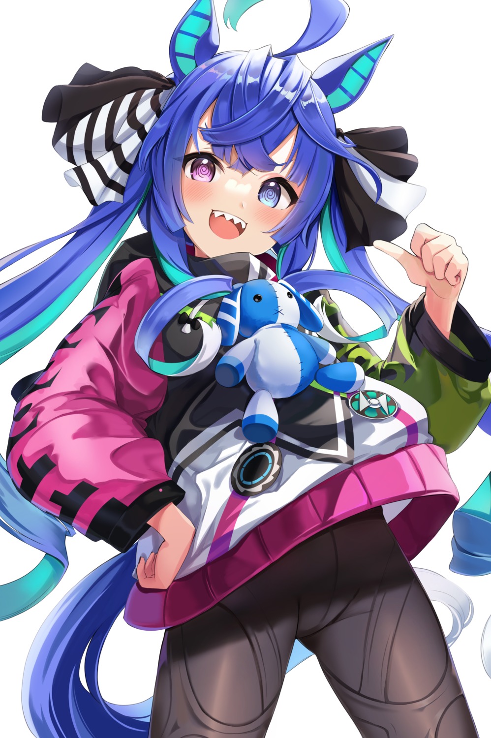 animal_ears, heterochromia, j_young, pantyhose, tail, twin_turbo_(umamusume), uma_musume_pretty_derby, uniform