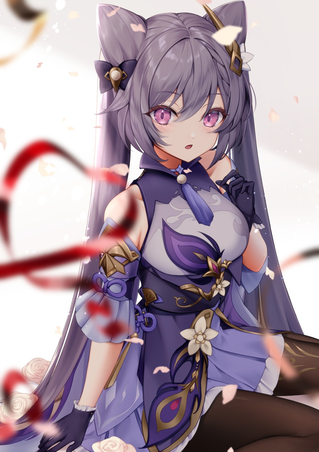 asahi_(vjss4548), asian_clothes, genshin_impact, keqing, pantyhose