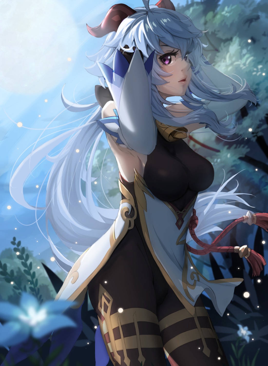 asian_clothes, bodysuit, ganyu, genshin_impact, horns, okamin
