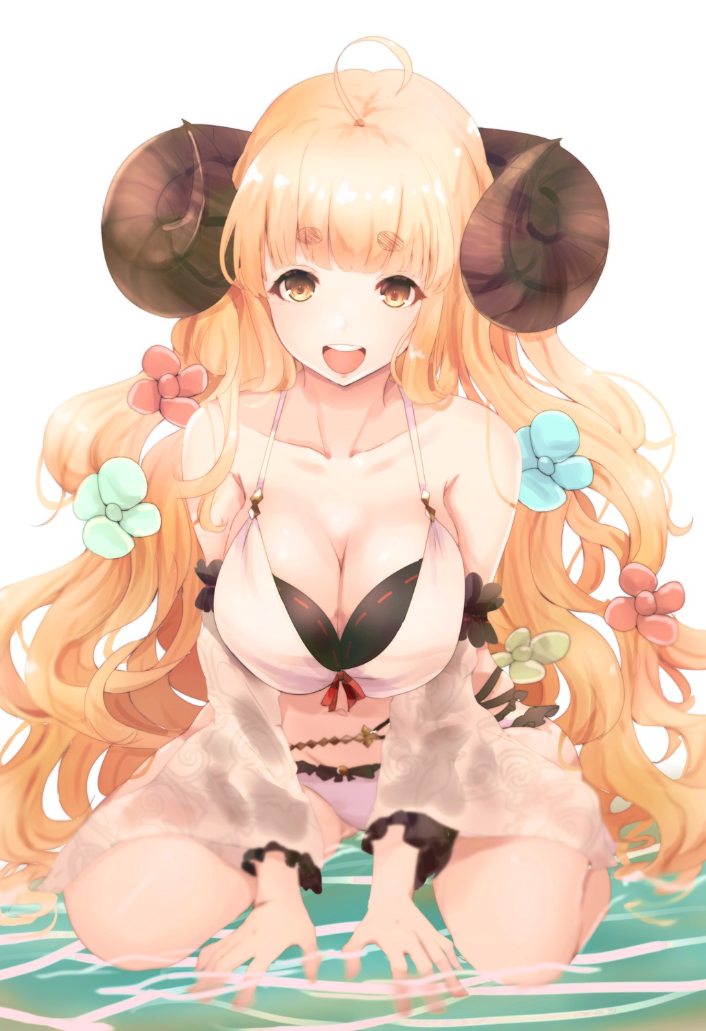 anila_(granblue_fantasy), bikini, granblue_fantasy, horns, ryuu., see_through, swimsuits, wet