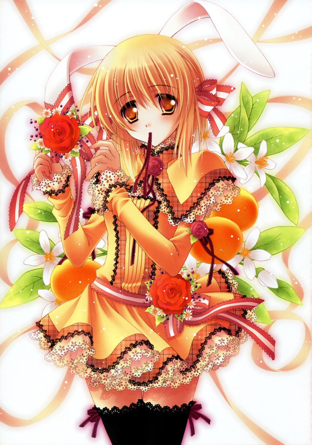 animal_ears, bunny_ears, greenwood, mikan, nishiwaki_yuuri, thighhighs