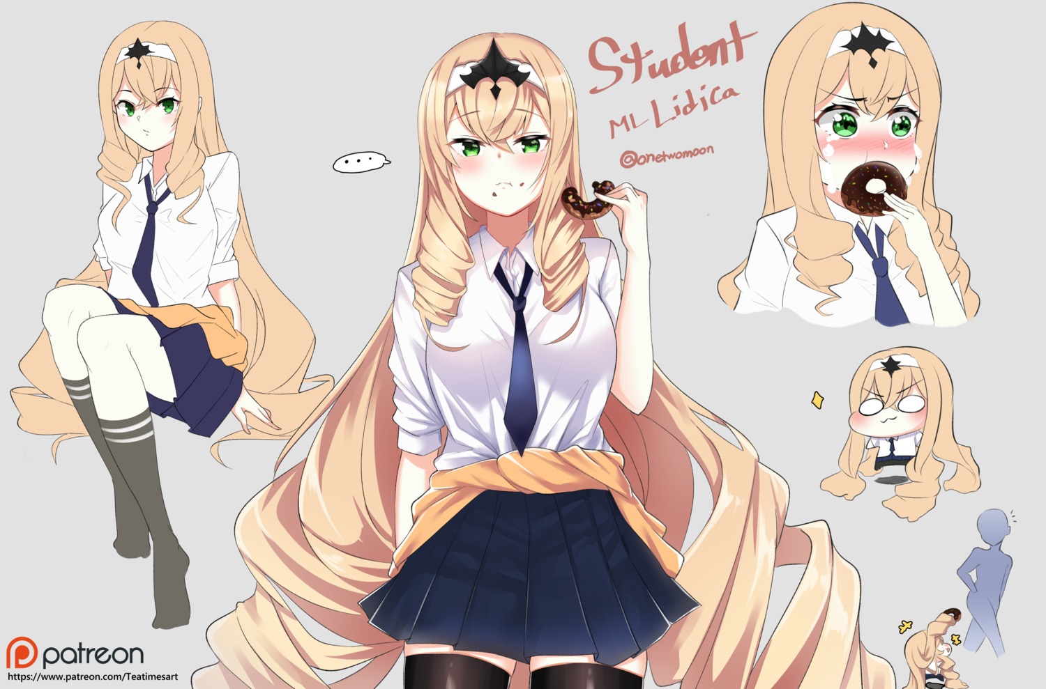 chibi, cream, epic7, lidica_(epic7), seifuku, sweater, thighhighs, twomoon