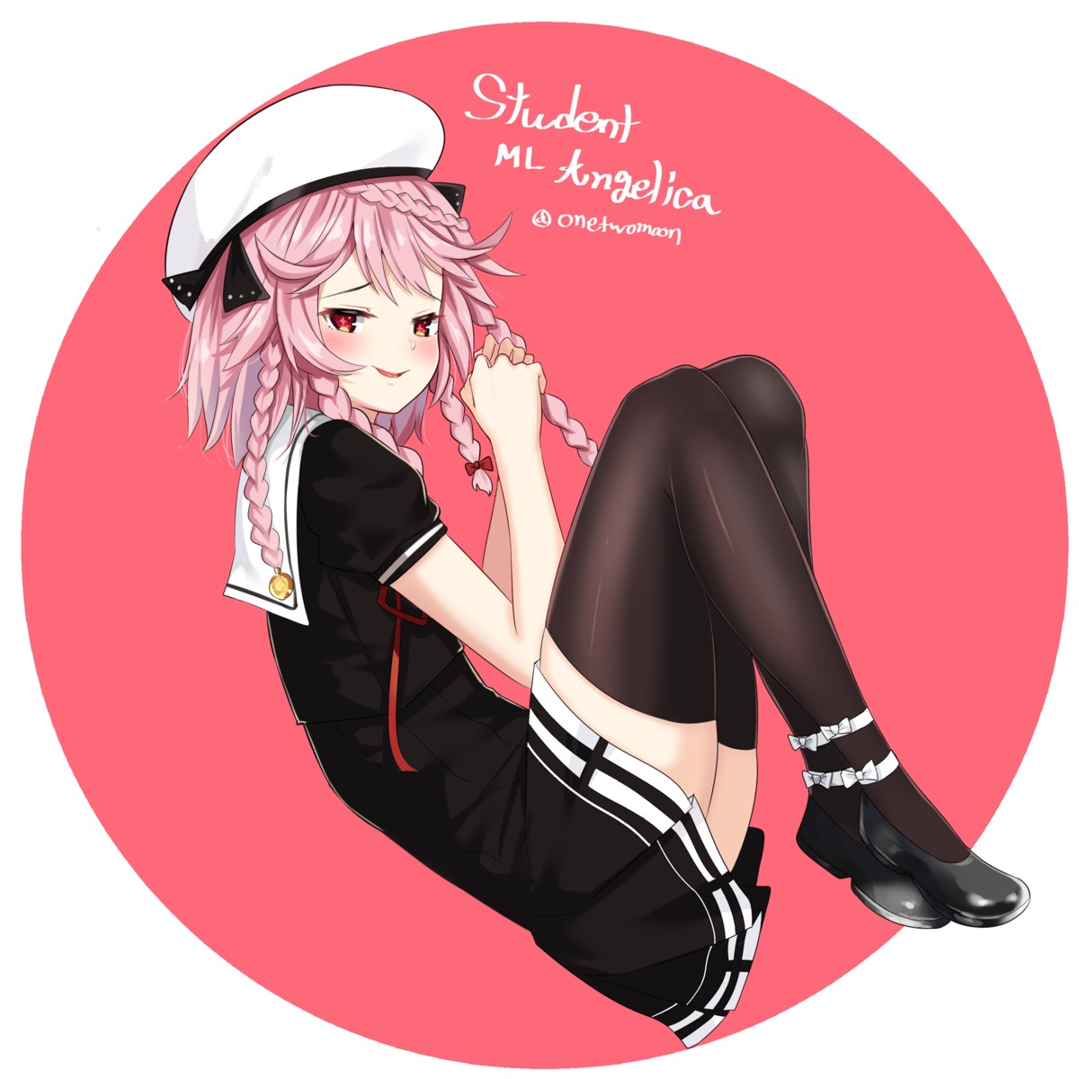 angelica_(epic7), epic7, seifuku, skirt_lift, thighhighs, twomoon