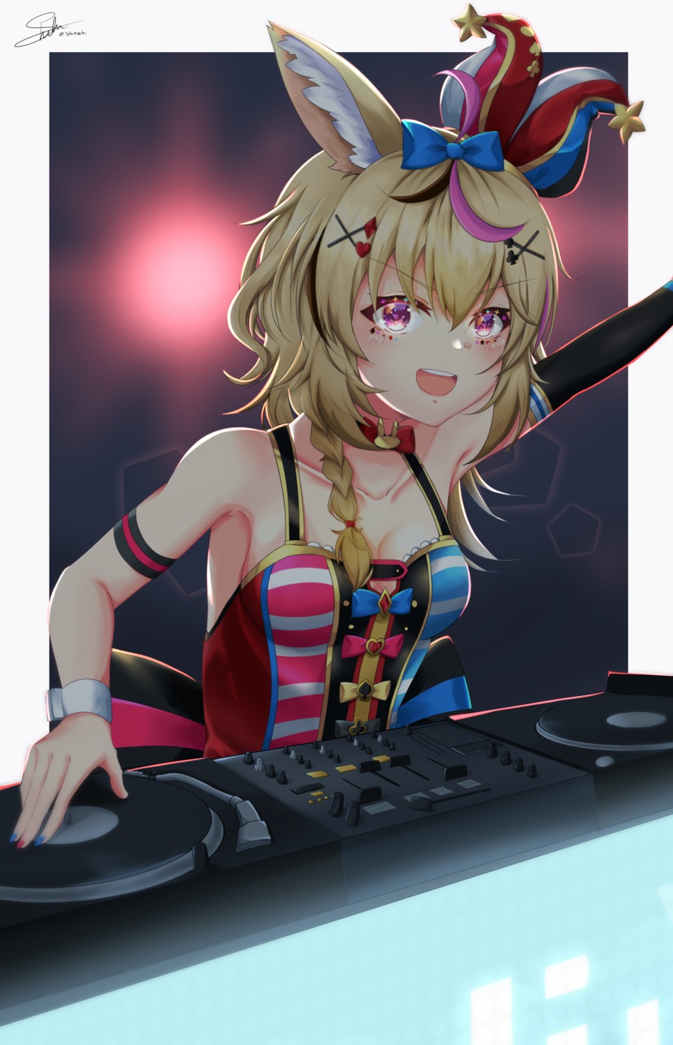 animal_ears, cleavage, hololive, omaru_polka, shiinochi