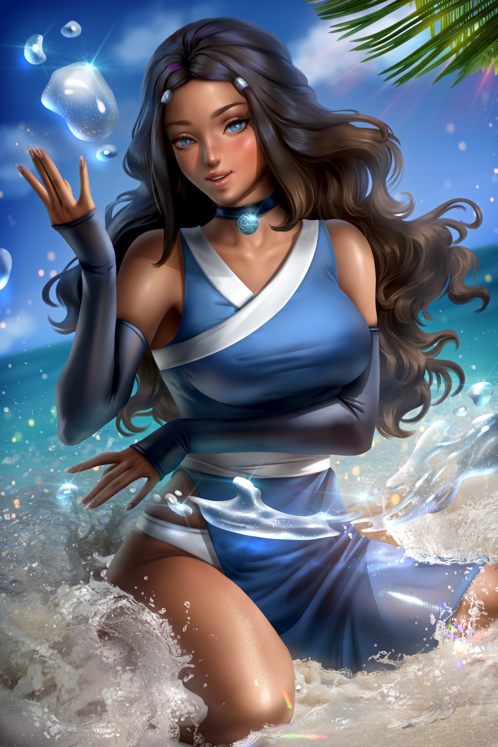 avatar_the_last_airbender, ayyasap, japanese_clothes, katara, pantsu, see_through, wet, wet_clothes
