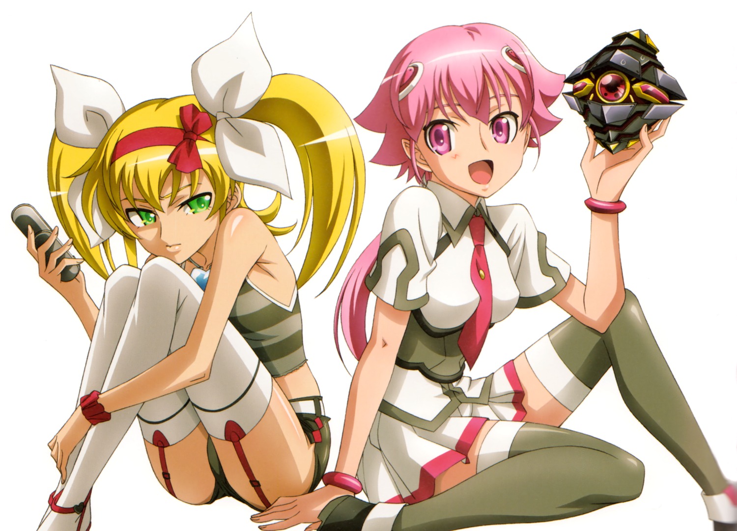 binding_discoloration, inayoshi_asako, leopard, shishidou_akiha, shishidou_nami, sora_wo_kakeru_shoujo, thighhighs