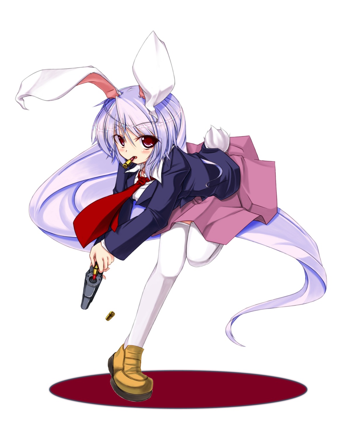 animal_ears, bunny_ears, gun, popi, reisen_udongein_inaba, thighhighs, touhou