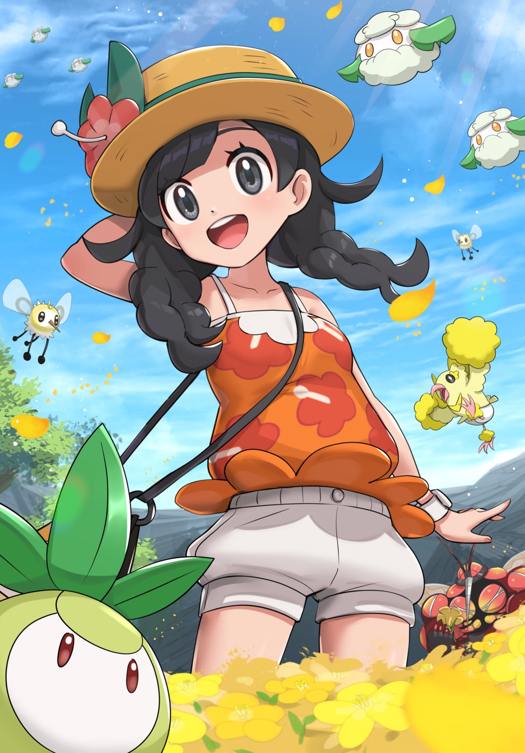 cottonee, gonzarez, mizuki_(pokemon), petilil, pokemon, pokemon_usum