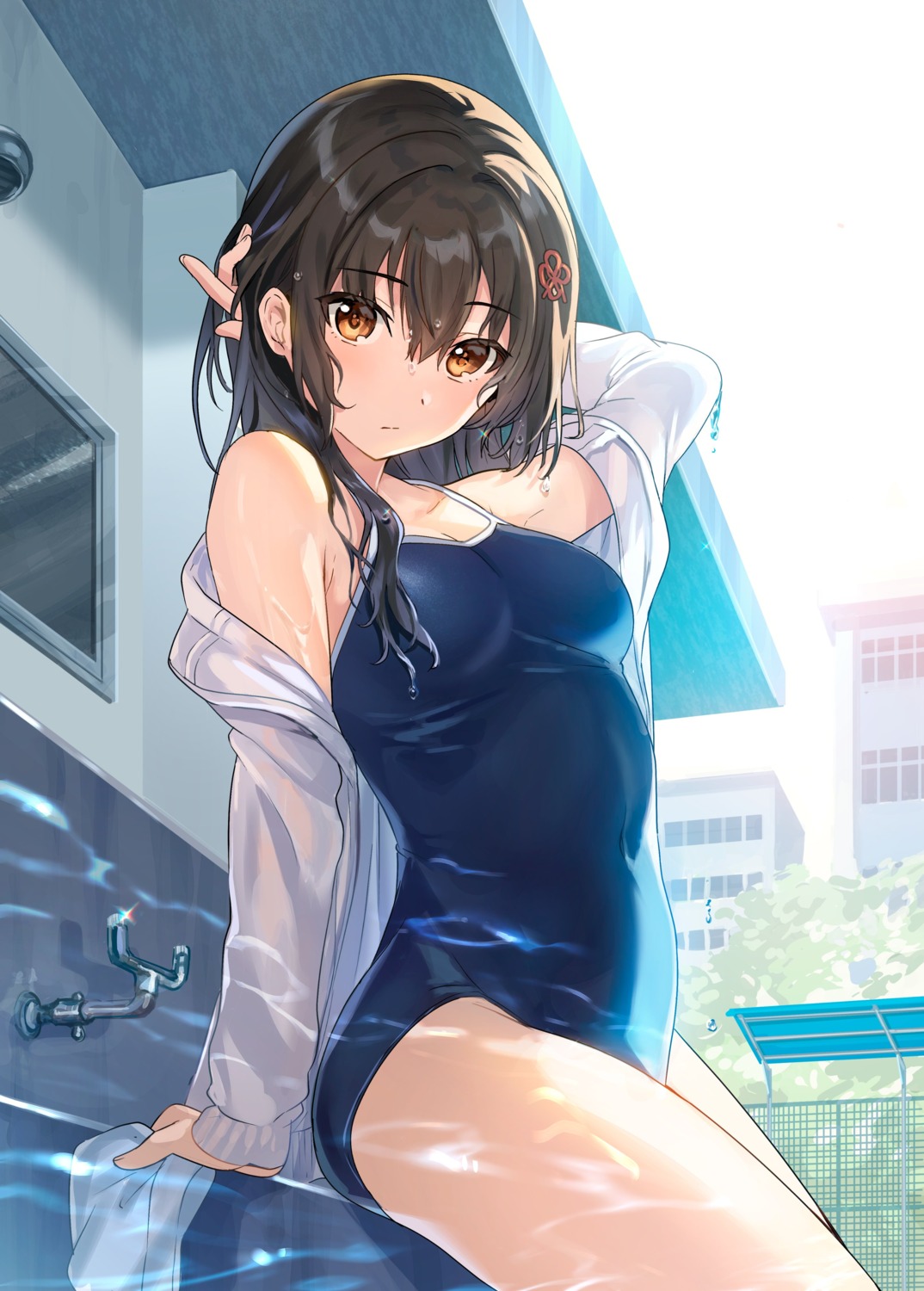 [rouhou]_ore_no_iinazuke_ni_natta_jimiko_ie_dewa_kawaii_shikanai., artist_revision, school_swimsuit, see_through, swimsuits, tantan, watanae_yuuka, wet, wet_clothes