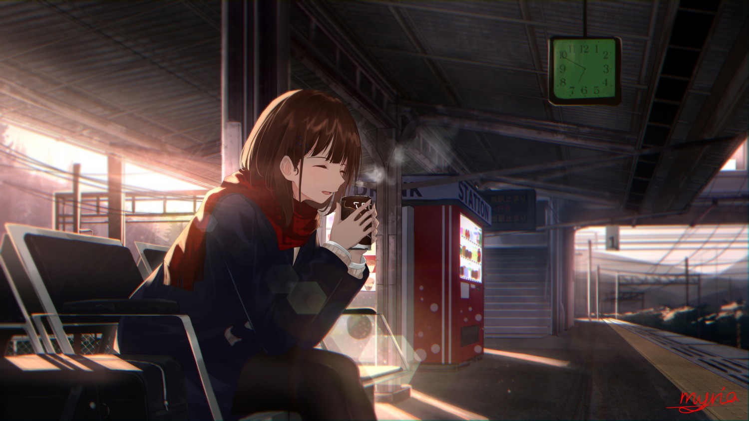 myria_(7855), pantyhose, seifuku, sweater, wallpaper