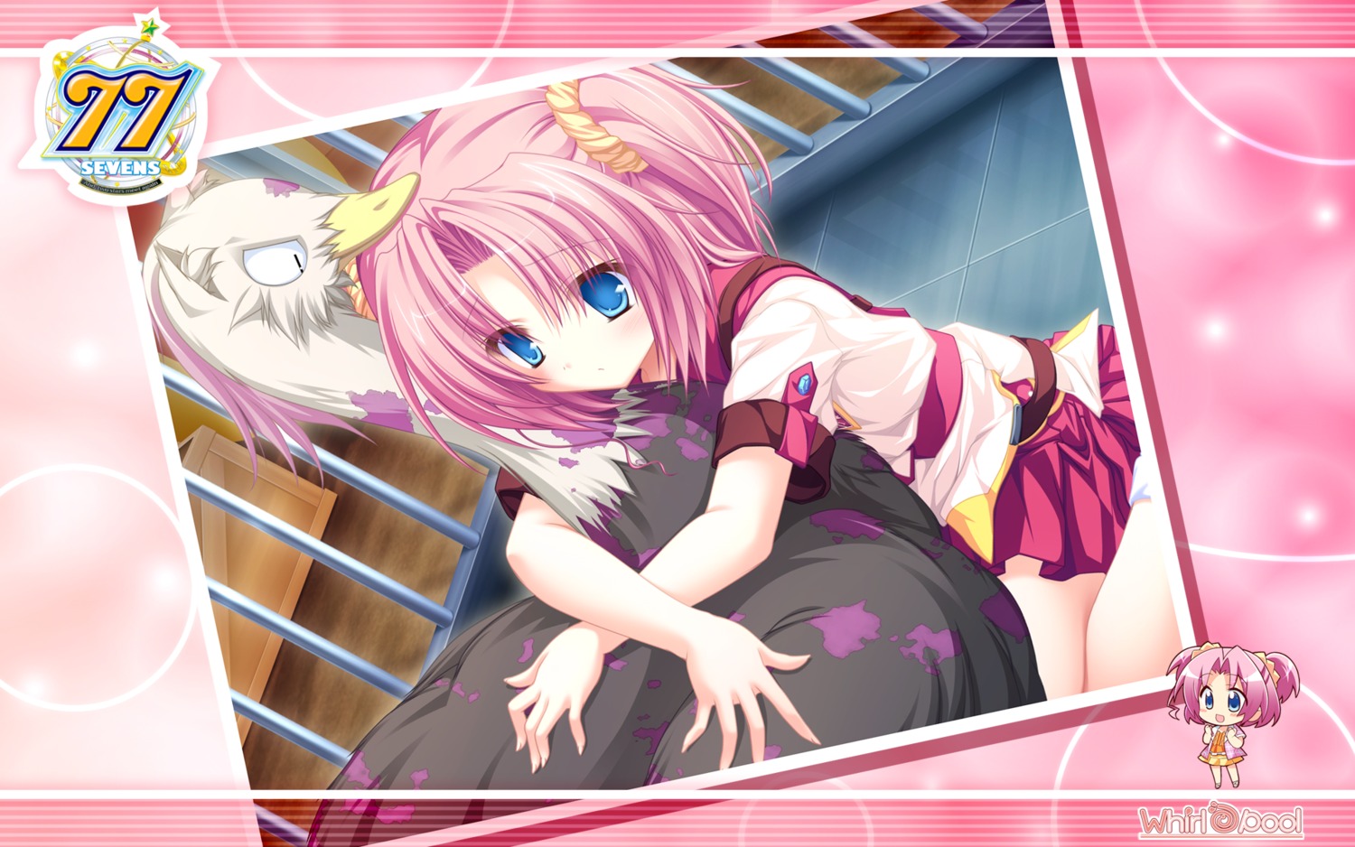 77, chibi, kazamai_sakura, mikagami_mamizu, seifuku, wallpaper, whirlpool