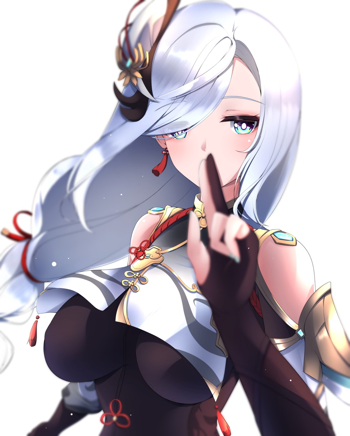 armor, asian_clothes, genshin_impact, shenhe, tetori_(tetolisto)