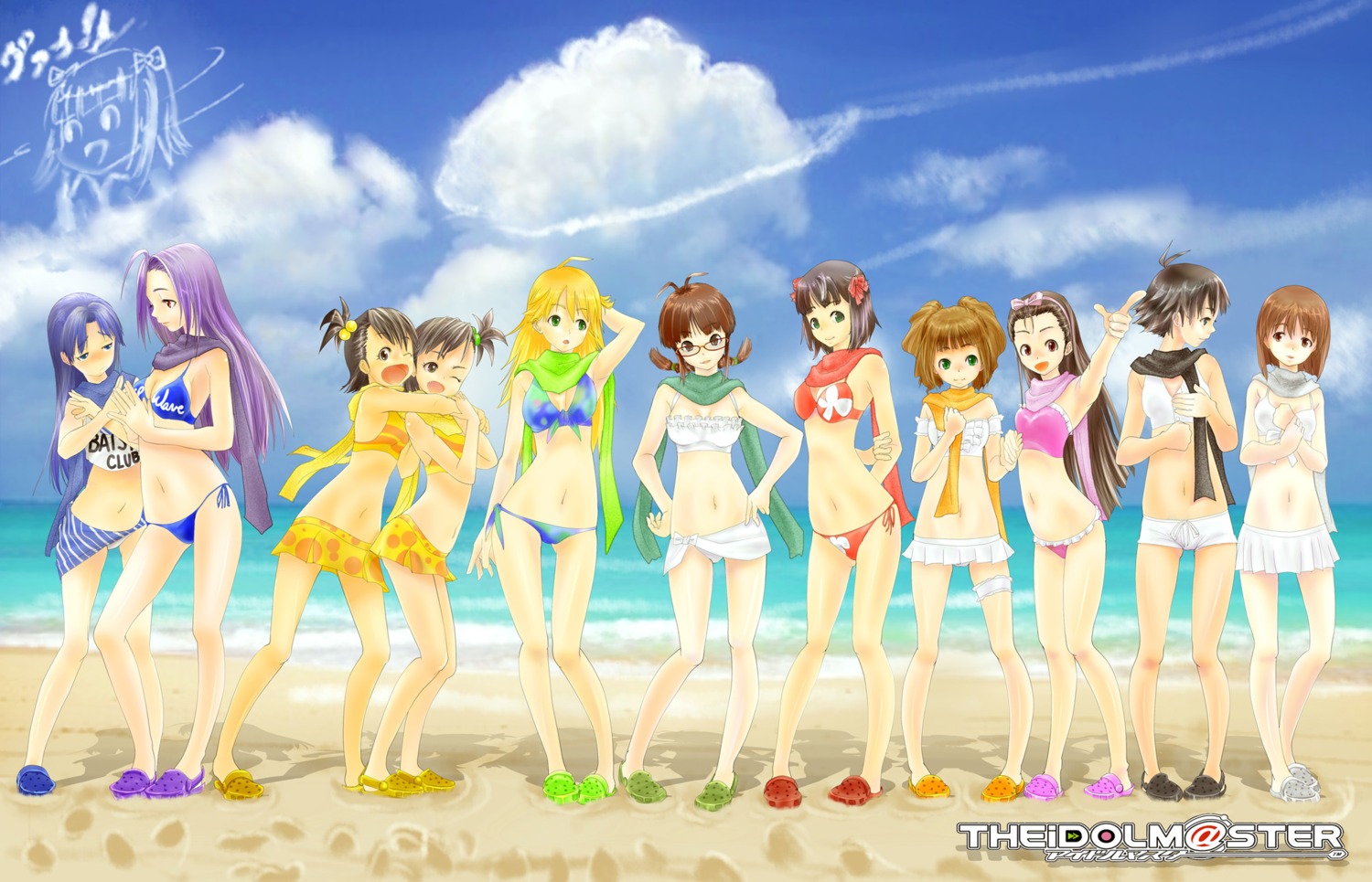 akizuki_ritsuko, amami_haruka, bikini, futami_ami, futami_mami, hagiwara_yukiho, hoshii_miki, kikuchi_makoto, kisaragi_chihaya, koma_(artist), minase_iori, miura_azusa, swimsuits, takatsuki_yayoi, the_idolm@ster