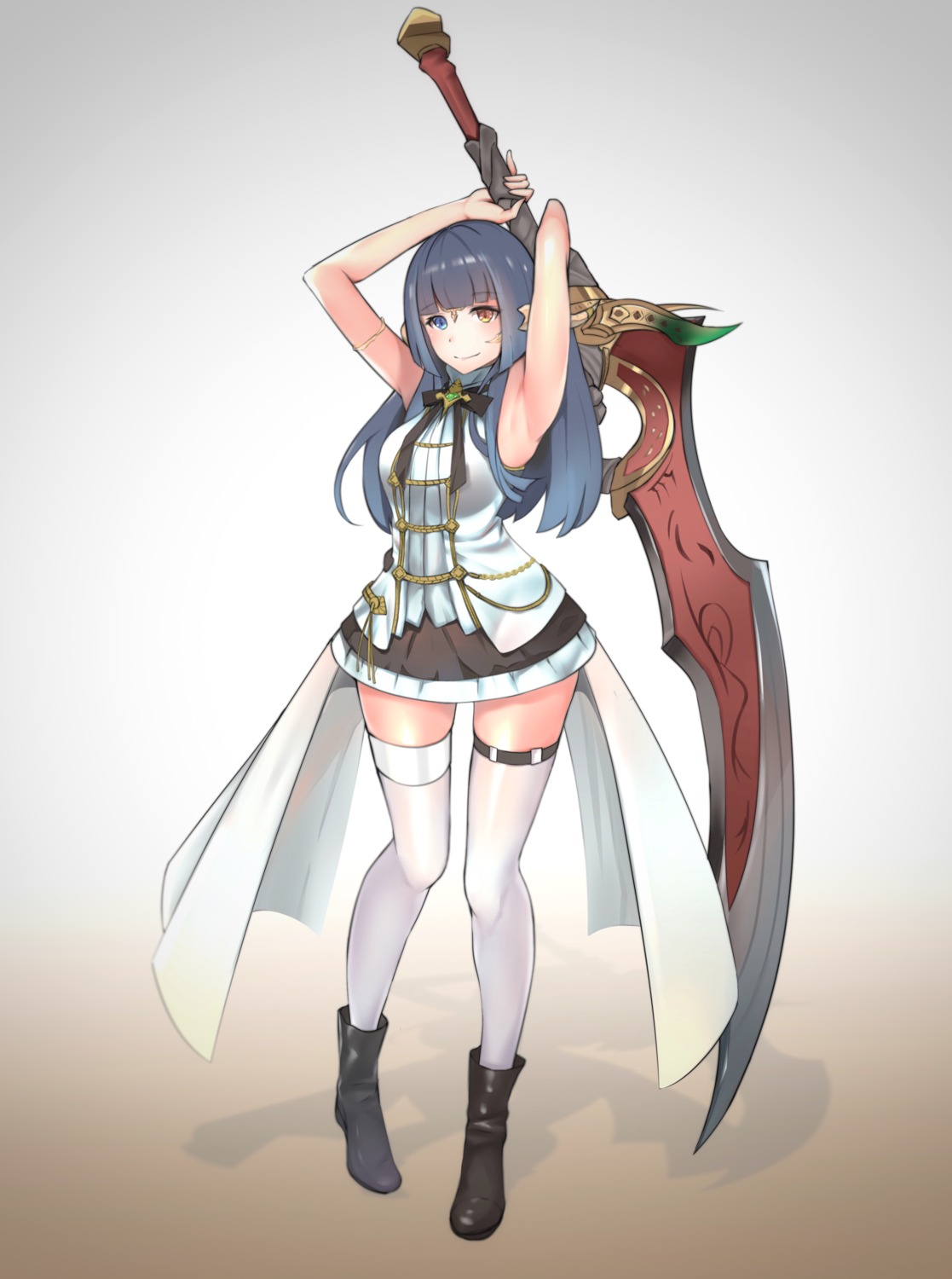 final_fantasy, final_fantasy_xiv, garter, heterochromia, sword, thighhighs, xperiajoker
