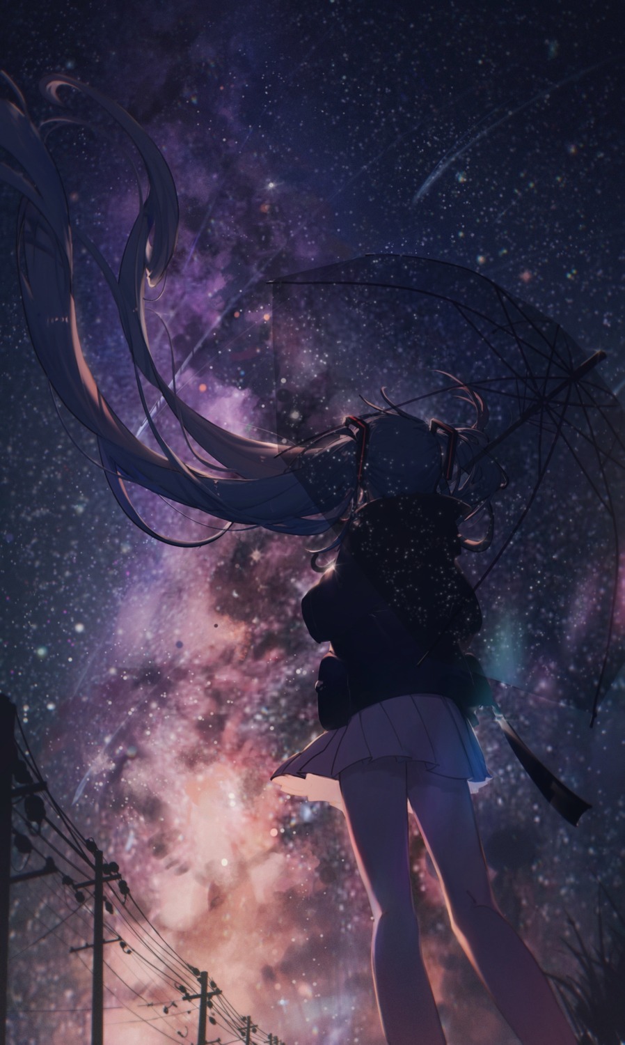hatsune_miku, konya_karasue, skirt_lift, umbrella, vocaloid