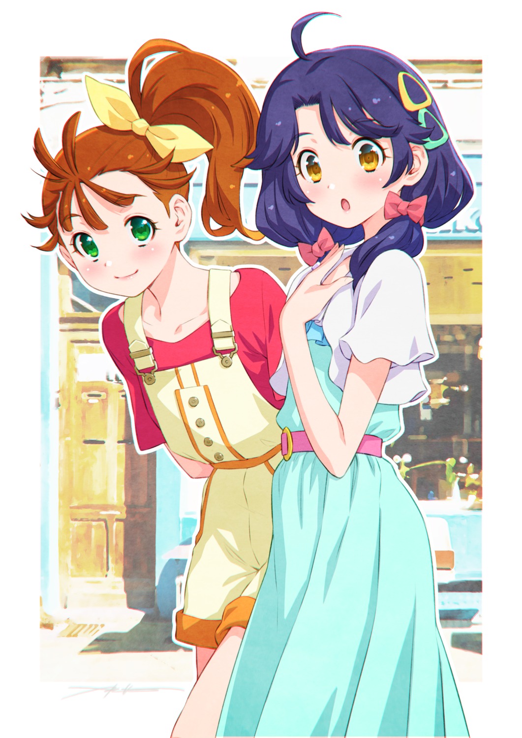 dress, kazuma_muramasa, natsuumi_manatsu, overalls, precure, suzumura_sango, tropical-rouge!_precure