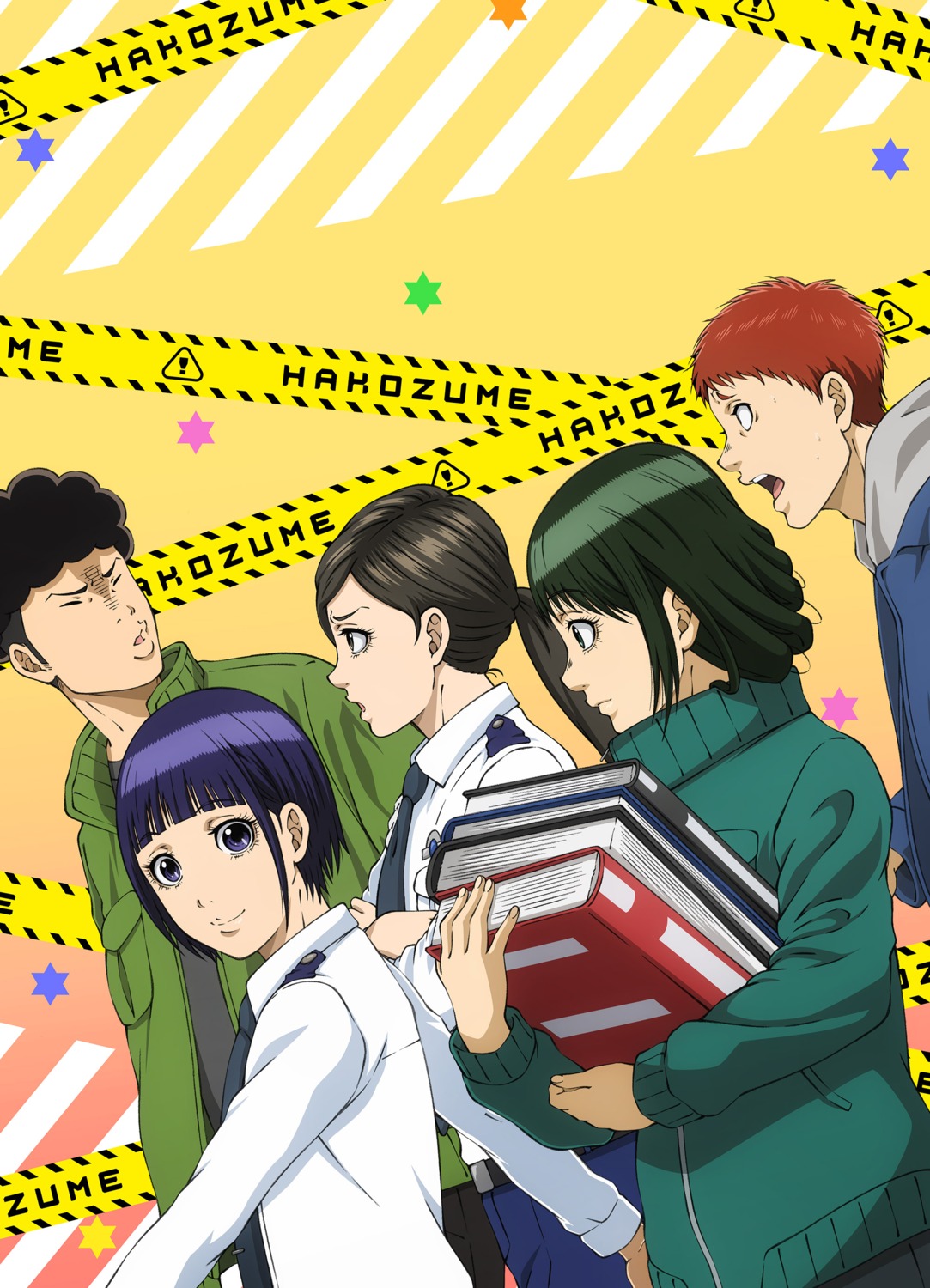 fuji_seiko, hakozume_~kouban_joshi_no_gyakushuu~, kawai_mai_(hakozume), makitaka_miwa, minamoto_seiji, police_uniform, sweater, tagme, yamada_takeshi