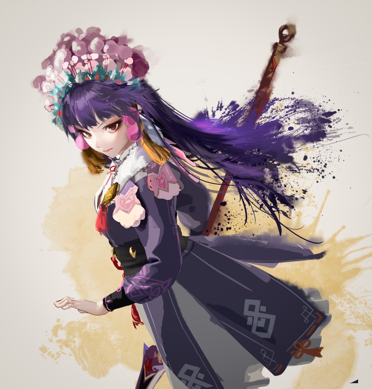 genshin_impact, japanese_clothes, tacshojosora, weapon, yun_jin