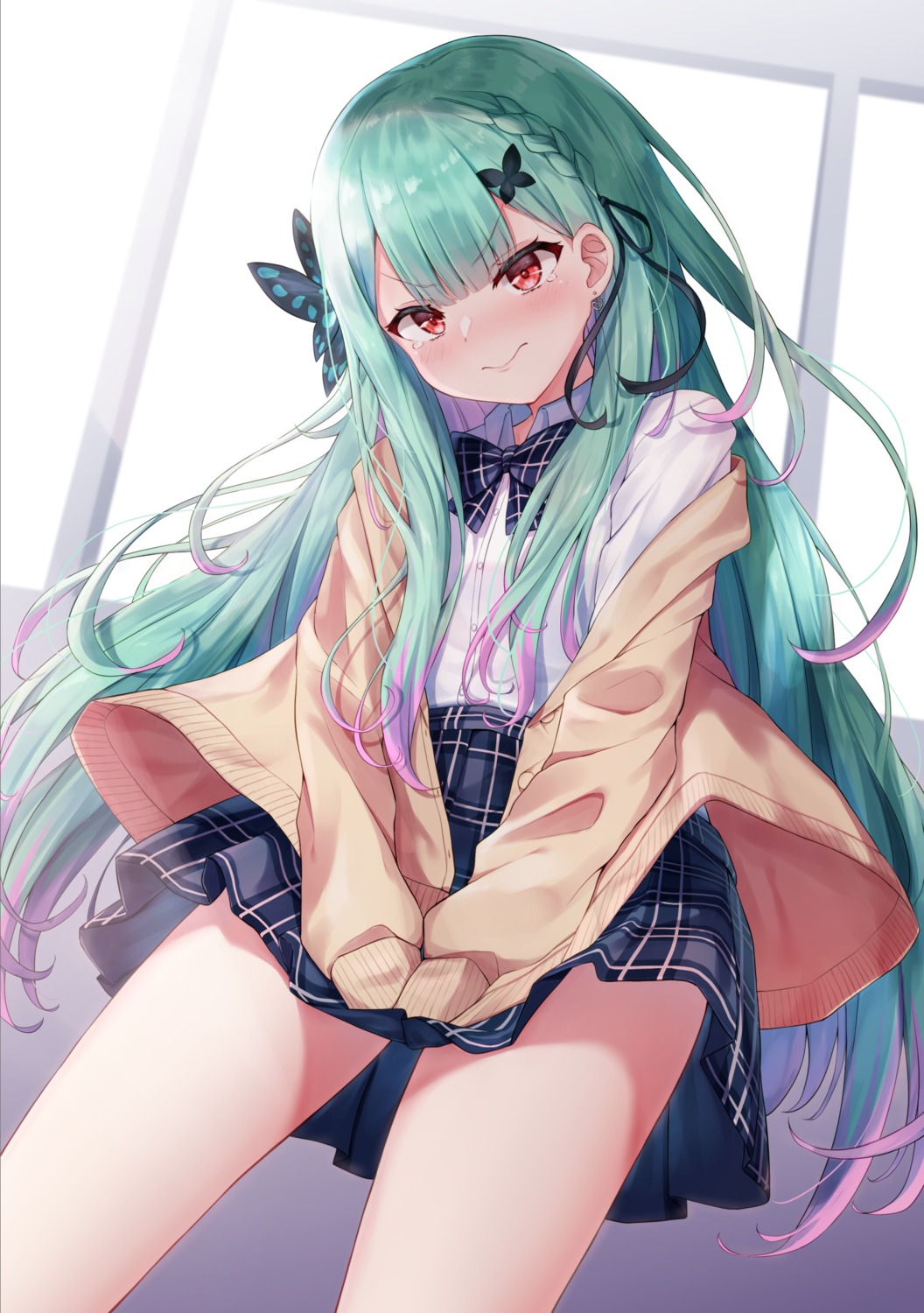 hololive, seifuku, shishou_(doragyurosu), sweater, uruha_rushia