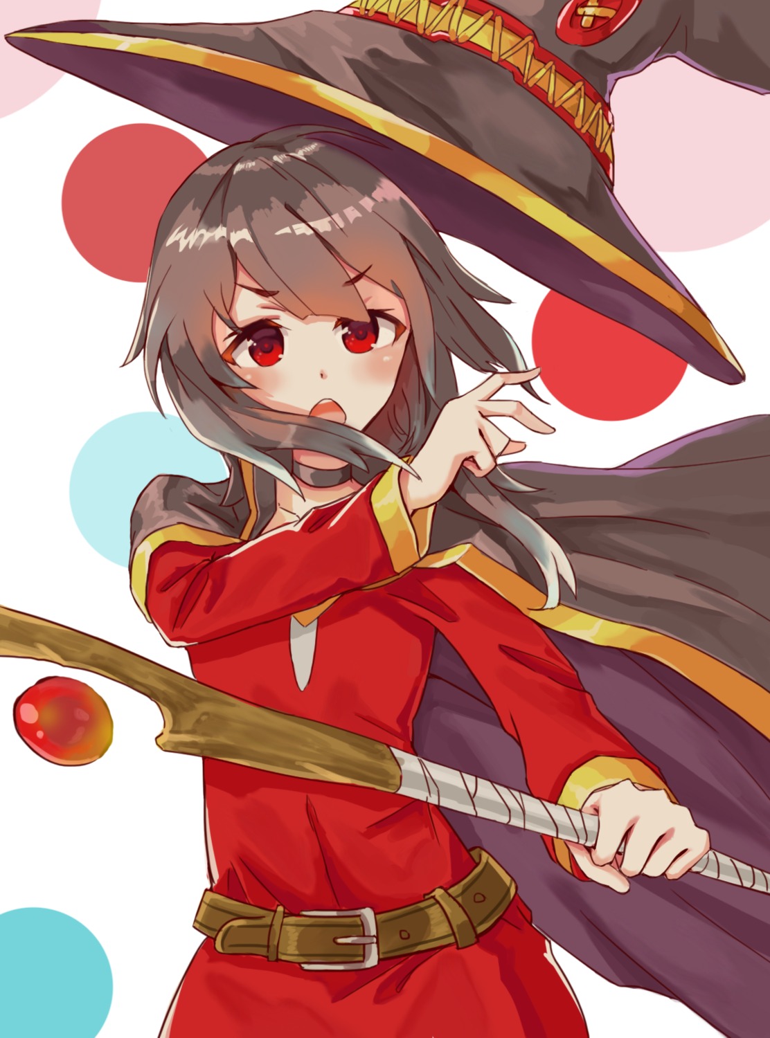 dress, kono_subarashii_sekai_ni_shukufuku_wo!, megumin, wangxiii, weapon, witch