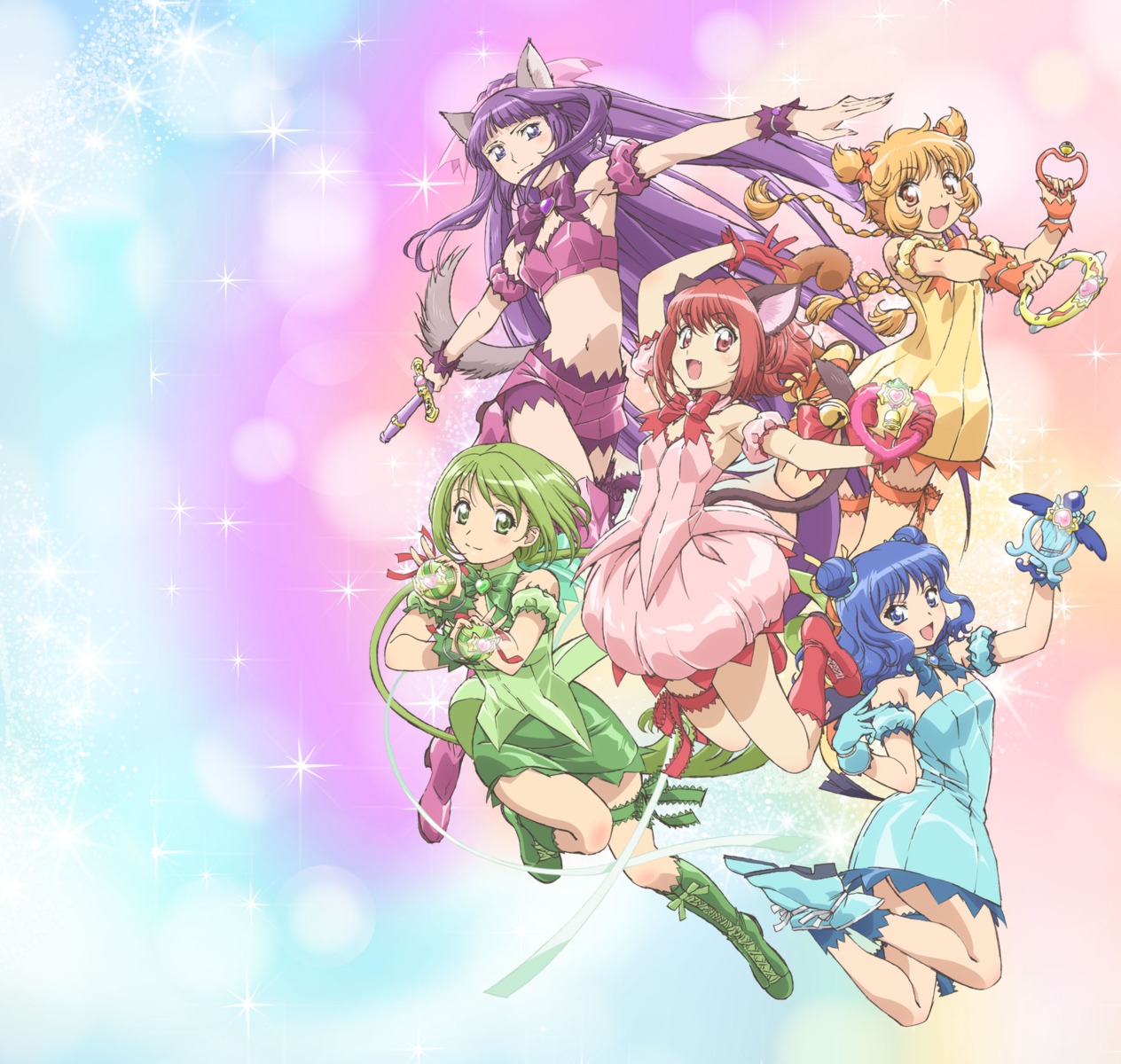 aizawa_mint, animal_ears, dress, fong_pudding, fujiwara_zakuro, garter, midorikawa_lettuce, momomiya_ichigo