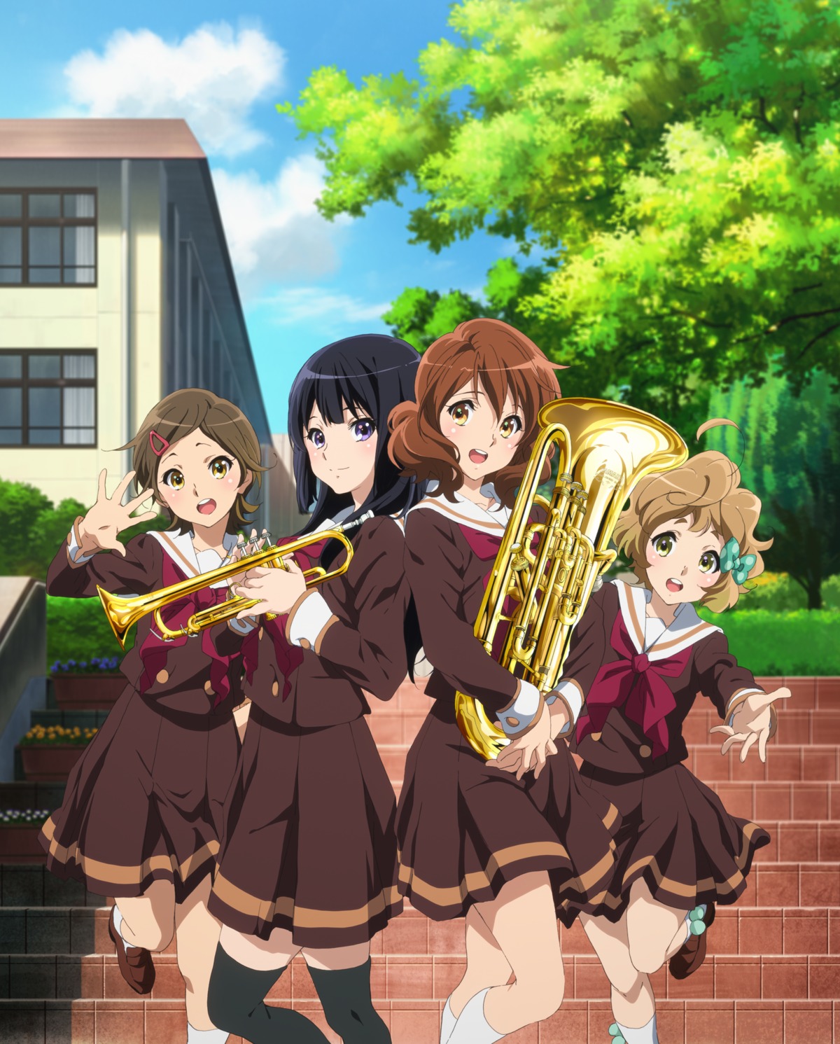 hibike!_euphonium, katou_hazuki_(hibike!_euphonium), kawashima_sapphire, kousaka_reina, oumae_kumiko, seifuku, tagme, thighhighs