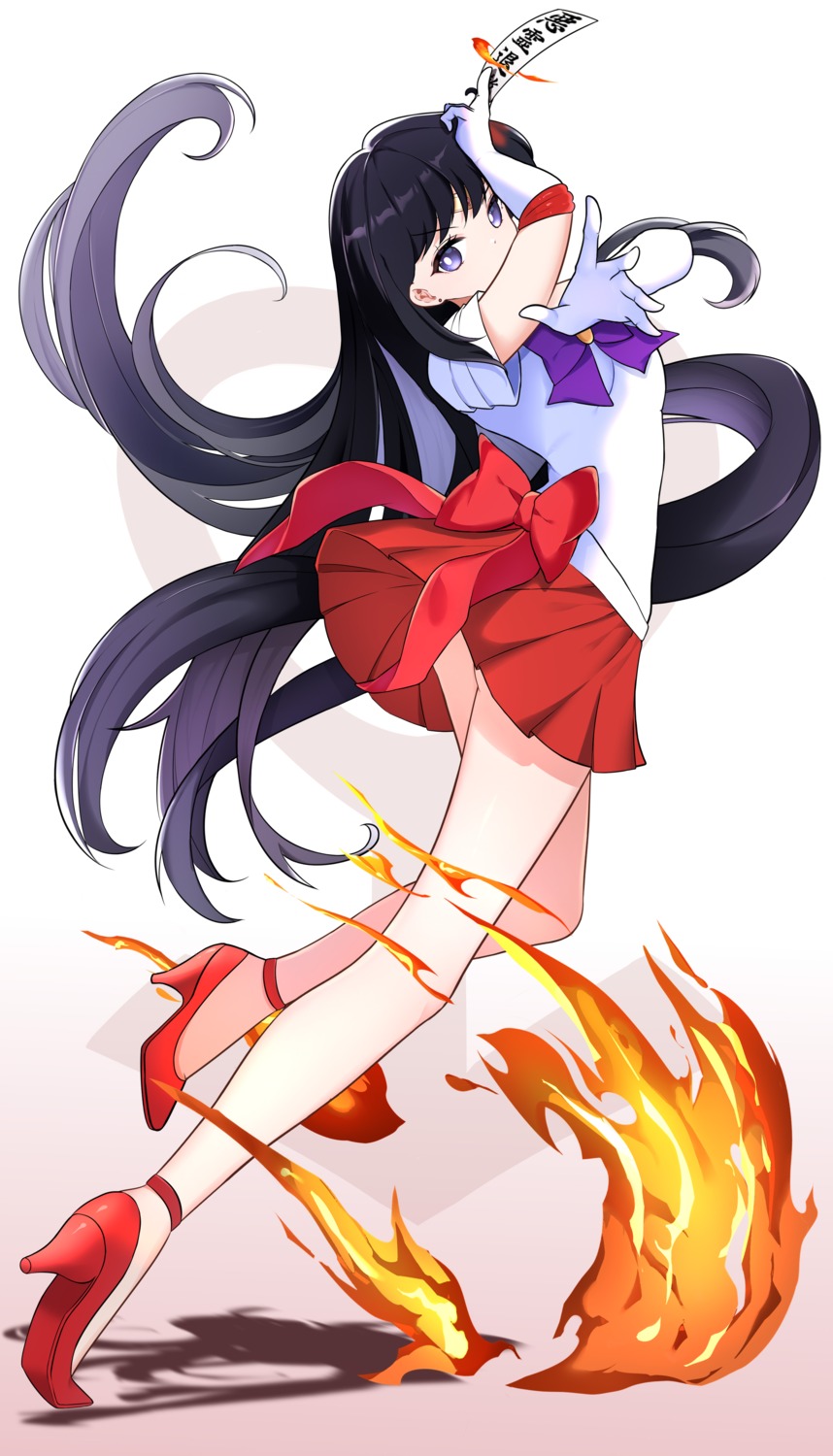 bishoujo_senshi_sailor_moon, heels, hino_rei, lao_wu_xi_wudi, seifuku, skirt_lift
