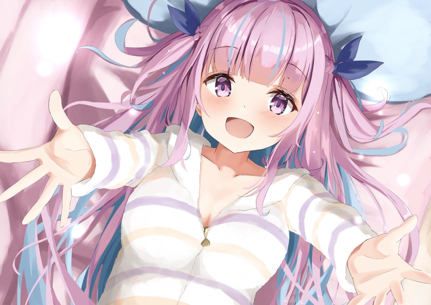cleavage, hololive, maccya, minato_aqua, pajama